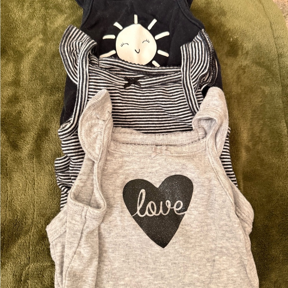 Carter's Gray and Striped Baby Onesies
